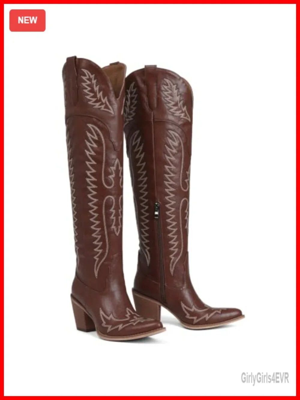 Over Knee Cowgirl Boots for Women Tall Western Pointed Toe Block Heel